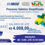 IBGE abre processo seletivo com 8.238 vagas temporárias de nível médio em todo o Brasil