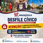 Mirandópolis terá Desfile Cívico no domingo; evento foi adiado devido ao tempo